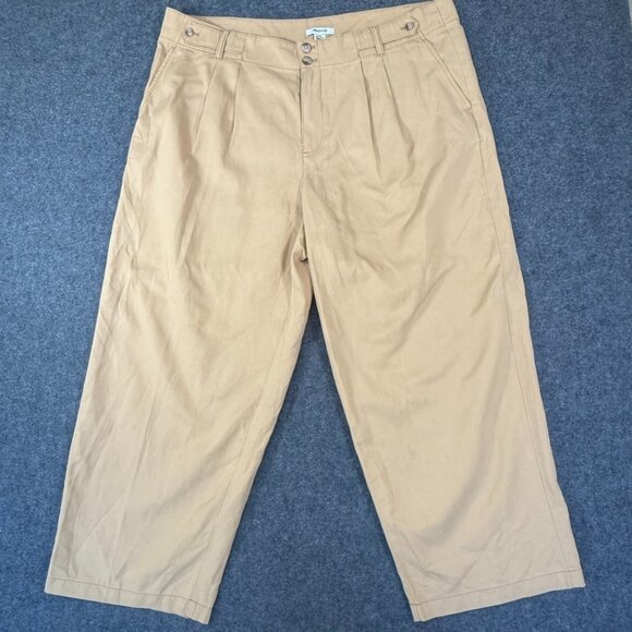Madewell Women Plus Leg Harlow Wide Leg Pant Drapey Twill Linen Sz 18W Beige NWT - Picture 3 of 14